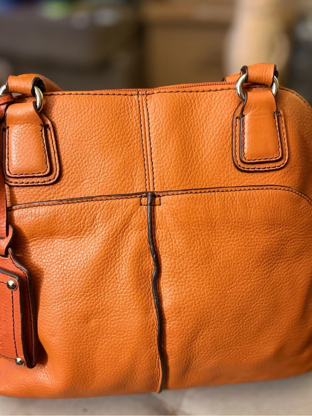 Tignanello Orange Leather Satchel